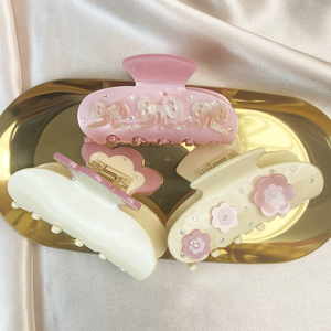 Pinza de Pelo con Flores de Acetato Rosa Claro, Estilo Princesa, Dulce, Hecha a Mano, Haarspangen, Moderna, Versátil para Uso Diario en Verano - Product Image 5