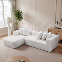 274 cm Weißes Stoffsofa ohne Gestell, Modulares L-förmiges Ecksofa, Modernes Design, Keine Montage Erforderlich für Apartments, Wohnungen, Hotels, Schulen