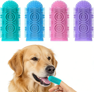 แปรงสีฟันซิลิโคนสำหรับสุนัขและแมว ชุดแปรงทำความสะอาดฟันสำหรับสัตว์เลี้ยง อุปกรณ์ดูแลสัตว์เลี้ยงสำหรับสัตว์ขนาดเล็ก เครื่องมือดูแลสุขภาพช่องปาก - Product Image 1