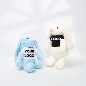 Mainan boneka hewan berlogo kustom Multi warna kelinci lembut telinga panjang kartun dengan kemeja - Product Image 5