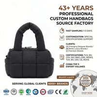 Sac à main matelassé noir élégant et luxueux avec poignée supérieure, sac à main chic pour le bureau et le quotidien, sac à main pour femme, personnalisable OEM