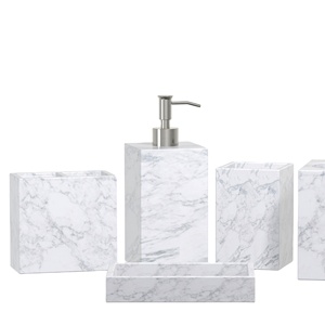 Bathroom Accessories Set For Bathroom 5 Pieces Marble Effect Resin Bathroom Accessories Set Luxury Bath Accessories Bathroom Sets For Home Hotel