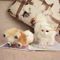 Prix d'usine : Jouets en peluche chat de simulation 12 cm, modèle d'animal de compagnie artificiel, chaton en peluche doux, animaux réalistes, décoration de jardin et de maison