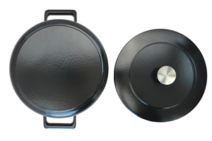Casserole <span class=keywords><strong>en</strong></span> fonte émaillée noire mate, 27 cm, 5,4 L, faitout pour la cuisine à domicile, compatible gaz, induction et plaque électrique. - Product Image 4