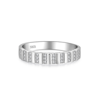 Cincin Geometris Berlian Penuh Perak Sterling S925 Grosir Laris Manis, Hadiah Hari Valentine, Perhiasan Mewah Ringan