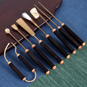 Juego de siete piezas de cobre puro, mejorado y engrosado, set para ceremonia del incienso, herramienta para sellar incienso, cuchara, pala para ceniza, fabricación de sellos - Product Image 1