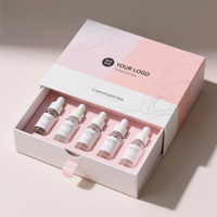Boîte à tiroir de luxe personnalisée avec logo doré, emballage professionnel pour 6 flacons de sérum de 3 ml, boîte coulissante en carton rigide