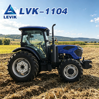 Tracteur agricole 4x4 de 110 CV, livraison directe d'usine, personnalisable, cabine en option, levage hydraulique robuste pour les équipements agricoles.