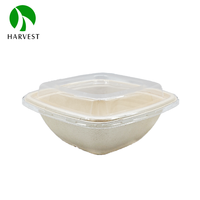 Contenants alimentaires carrés en bambou Harvest CS350 350ML pour micro-ondes avec couvercle, certifiés BRC/DIN
