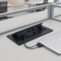 Base épaissie Empiècement noir Prise de courant standard allemande cachée avec chargement USB pour table de conférence