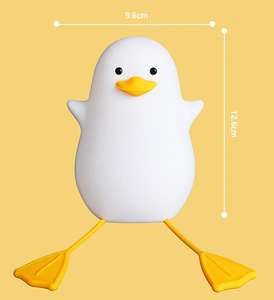 Veilleuse LED moderne portable en silicone souple, forme d'animal pingouin, canard, oiseau, avec capteur tactile, intensité réglable, pour la chambre de bébé - Product Image 6