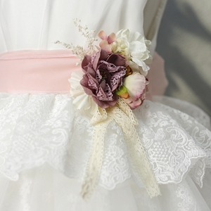 Nuovo Design Abiti da Damigella <span class=keywords><strong>Bianchi</strong></span> Senza Maniche per Bambine con Decorazioni in Pizzo e Applicazioni Floreali - Product Image 3