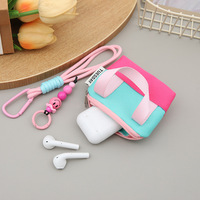 Mini Bolso de Mano Abierto de Tela de Algodón, Estuche para Auriculares, Caja de Almacenamiento, Protector de Cables de Datos, Organizador, Portamonedas y Tarjetas