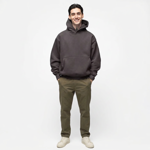 Sudadera con Capucha de Lana de Cordero 100% Personalizada, Chaqueta de Moda con Parches, Estilo Holgado, Media Cremallera, para Hombre - Product Image 1
