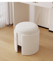 Tabouret de maquillage familial en velours rouge, petit, de luxe léger et contemporain, avec base en filet, pour chambre, appartement, villa, coiffeuse