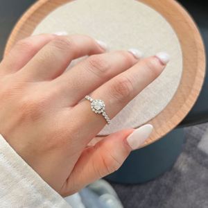 Dylam Exquisite Fine Jewelry Sterling <b>Silver</b> <b>925</b> Rhodium Plated D VVS1 Moissanite Flower Cocktail <b>Rings</b> Bridal Promise <b>Ring</b> - Product Image 3