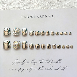 24pcs Miroir Argent Étincelant <span class=keywords><strong>Strass</strong></span> Ongles Artificiels Portable <span class=keywords><strong>Ongle</strong></span> Manucure <span class=keywords><strong>Pied</strong></span> Diamants Ongles D'orteil - Product Image 5