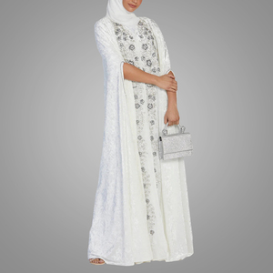 <span class=keywords><strong>Robe</strong></span> Kaftan Élégante Brodée et Perlée <span class=keywords><strong>avec</strong></span> <span class=keywords><strong>Voile</strong></span> – Dernière Collection <span class=keywords><strong>de</strong></span> Vêtements Islamiques Modestes pour Mariage - Product Image 2