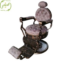 Offre Spéciale chaise de salon de beauté en bronze vintage antique chaise de barbier classique marron pour magasin de salon de coiffure