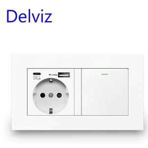 Delviz 1 Công Tắc Đèn Tường 2 Chiều, Ổ Cắm Điện AC 110V ~ 250V, Ổ Cắm Điện Loại C Sạc Nhanh Tiêu Chuẩn EU Ổ Cắm Điện 16A - Product Image 1