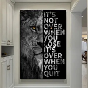 Affiches et impressions d'art sur toile avec citation motivante sur le thème du lion sauvage, peinture décorative murale pour le <span class=keywords><strong>bureau</strong></span> et la décoration de la <span class=keywords><strong>maison</strong></span> - Product Image 1
