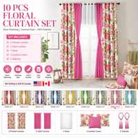 Lot de 10 rideaux occultants floraux prêts à poser avec housses de coussin, emballage personnalisé