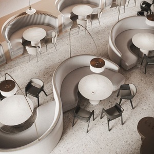 Ensemble de banquettes modernes incurvées en cuir PU rose pour restaurant, hôtel, café, bar, cafétéria - Product Image 3