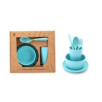Ensemble de vaisselle pour enfants en paille de blé, six pièces : fourchette, cuillère, baguettes, bol créatif, assiette, plat. Portable, cadeau, style japonais et coréen.
