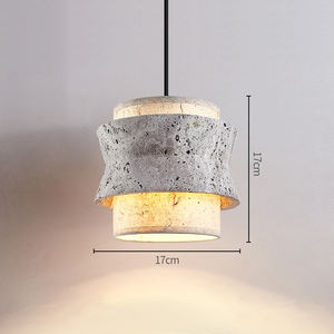 Lampe suspendue en travertin Wabi Sabi, îlot de cuisine, salle à manger, Japandi, pierre naturelle, papier de riz, LED, CE, RoHS, luminaire suspendu <span class=keywords><strong>Felix</strong></span> - Product Image 4