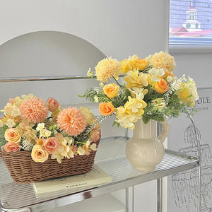 Flores Artificiales, Rosas de Seda, Hortensias, Naranja, Amarillo, Rosa, Accesorios para Fotografía de Bodas al Aire Libre, Decoraciones para el Hogar - Product Image 1