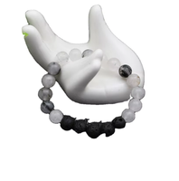 Bracelet élastique multicolore simple classique avec lave et autres perles de pierre de cristal bijoux de charme en forme de boule pour une utilisation en cadeau