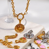 Waterdichte Mode Sieraden Hangers & Charmes Cowboy Boot Hoed Charme 18K Verguld Rvs Hart Fruit Oranje Bedels