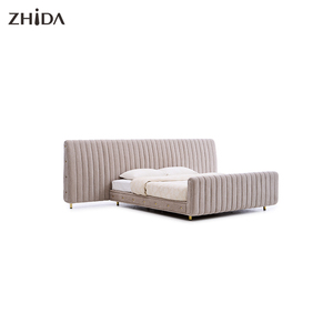 <span class=keywords><strong>Letto</strong></span> <span class=keywords><strong>Matrimoniale</strong></span> King Size in Legno con Rivestimento in Velluto Rosa di Lusso e Copertura Trapuntata Rimovibile - Product Image 1