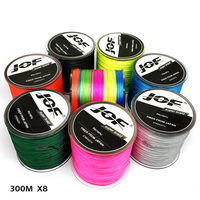 Ligne de pêche tressée JOF 300M 8 brins en PE, 9 couleurs, ligne flottante multifilament haute résistance pour la pêche en rivière, lac, eau salée et océan
