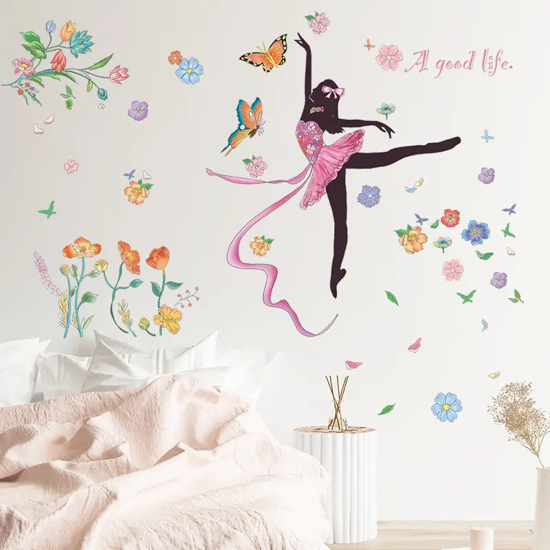 Custom Cartoon Printing Girls Fairy Decal Vinyl Large Waterproof Wall Sticker For Home Decoration