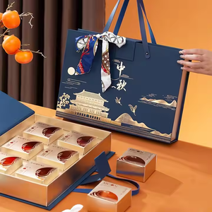 Sang Trọng Trung Quốc Phong Cách Hoa Thiết Kế Bánh Trung Thu Hộp Quà Tặng Với Xử Lý Từ Nắp Nắp Bao Bì Cho Trung Thu Và Kỳ Nghỉ Xử Lý - Product Image 4