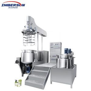 Mélangeur émulsifiant sous vide 50L-2000L avec homogénéisateur inférieur à levage hydraulique et agitateur supérieur, commande par bouton simple - Product Image 1