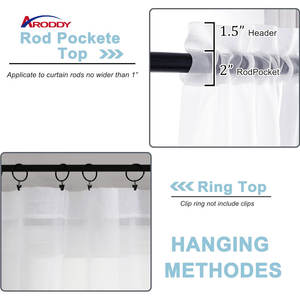 ARODDY Rideaux semi-transparents personnalisables pour l'intimité, enrouleurs en lin blanc, voile filtrant semi-transparent - Product Image 2