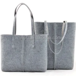 Bolso de mano de fieltro minimalista, gris, grande, de fieltro