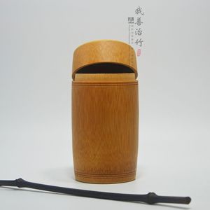 Bamboo Tea Canister Natural Bamboo Airtight Storage Drum Shape Gift Craft Packaging - Product Image 1