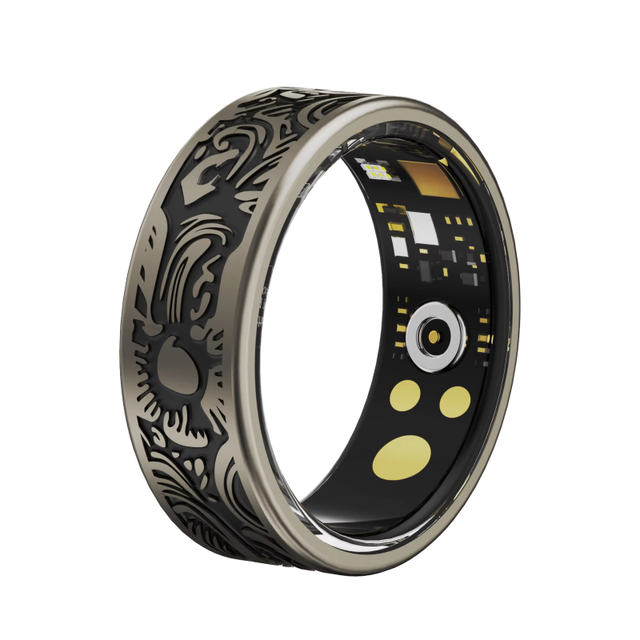 Retro Style Smart Health App Tracker Fitness Rings 2025 New IP68 Waterproof Alarm Clock Sleep Monitoring Men Women Finger Ring