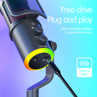 Nouveau microphone de jeu de bureau cardioïde SU9 RGB USB-C 16 mm avec réduction du bruit et écho pour PC, ordinateur portable, téléphone portable et diffusion en direct
