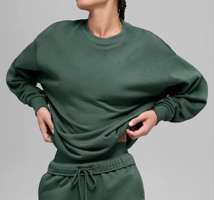 Sweat-shirt unisexe surdimensionné en coton mélangé thermique écologique pour l'hiver, col rond, pour femmes - Product Image 6