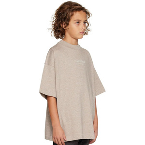 T-<span class=keywords><strong>shirt</strong></span> à manches courtes en coton pur pour enfants, col rond, avec logo lettres, modèle tendance été, vêtements pour enfants OEM ODM - Product Image 1