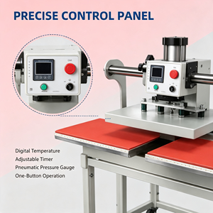 Presse à chaud pneumatique à double station coulissante avec roulement linéaire pour la sublimation et l'impression textile sur T-shirts - Product Image 2