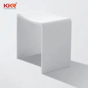 KKR丙烯酸石材树脂拱形现代凳子17英寸高大白色浴室座椅和长凳