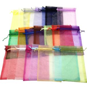 Pochettes en organza colorées et transparentes avec cordon de serrage, sacs cadeaux pour les faveurs de Noël et de mariage - Product Image 2