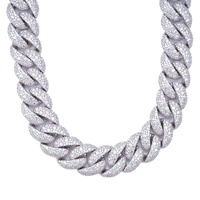 GRA D Color Iced Out Moissanite 20MM Chaîne à maillons cubains Miami pour hommes avec testeur de diamants en argent sterling 925