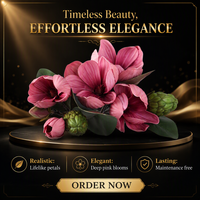 Bouquet de Magnolias Artificiels Réalistes en Soie, Composition Florale Multi-Têtes pour Décoration Maison, Mariage, Table à Manger