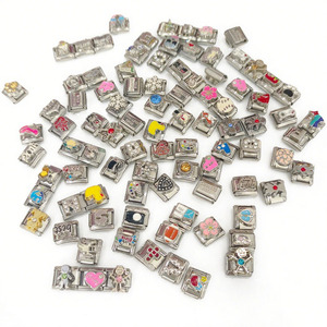 Pulsera con Abalorio <span class=keywords><strong>Italiano</strong></span> del Alfabeto Personalizada, Pulsera de Eslabones de Resina Estampada en Acero Inoxidable, Joyería Modular para Manualidades, con Estampado de - Product Image 1